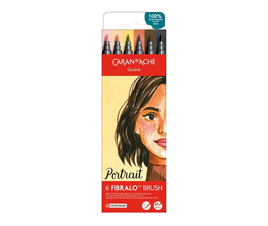 Caran d'Ache - Pochette de 6 feutres Fibralo Brush - Portrait
