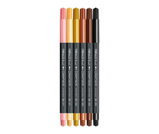 Caran d'Ache - Pochette de 6 feutres Fibralo Brush - Portrait