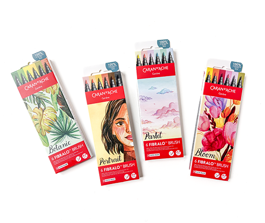 Caran d'Ache - Pochette de 6 feutres Fibralo Brush - Portrait