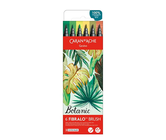 Caran d'Ache - Pochette de 6 feutres Fibralo Brush - Botanic