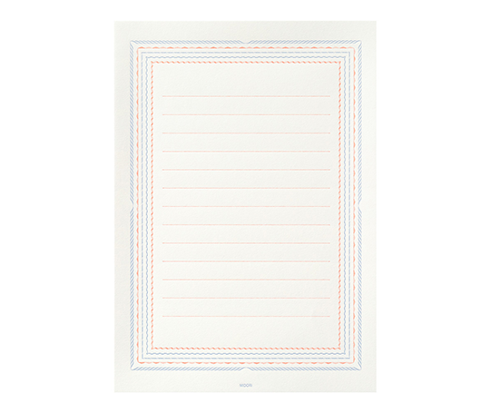 Midori letterpress - set de papier à lettres & enveloppes - Frame blue
