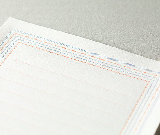 Midori letterpress - set de papier à lettres & enveloppes - Frame blue