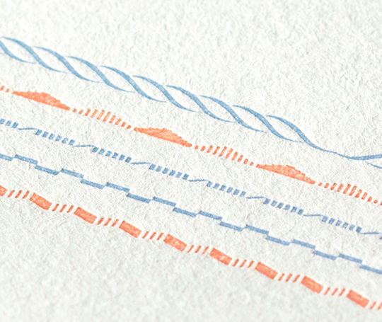 Midori letterpress - set de papier à lettres & enveloppes - Frame blue
