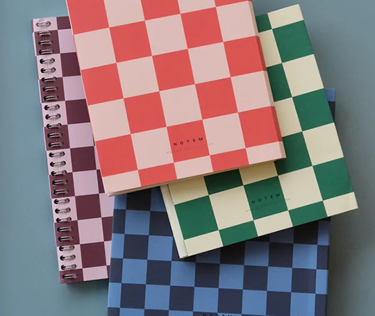 Notem - NELA Carnet à spirales - Bordeaux Check (L)