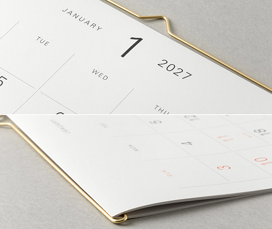 Midori - Calendrier 2027 avec cintre doré