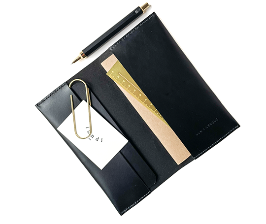 Ham Lerche Pochette en cuir noir B6 + petit carnet