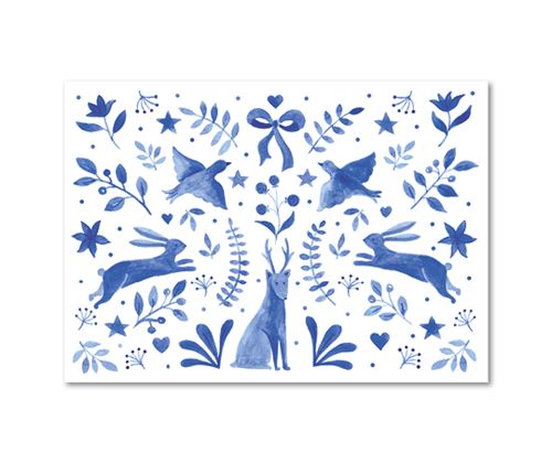 Carte double - Les animaux bleus