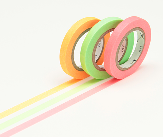 MT slim - washi tape 6 mm Rouge/vert/orange fluo