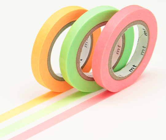 MT slim - washi tape 6 mm Rouge/vert/orange fluo