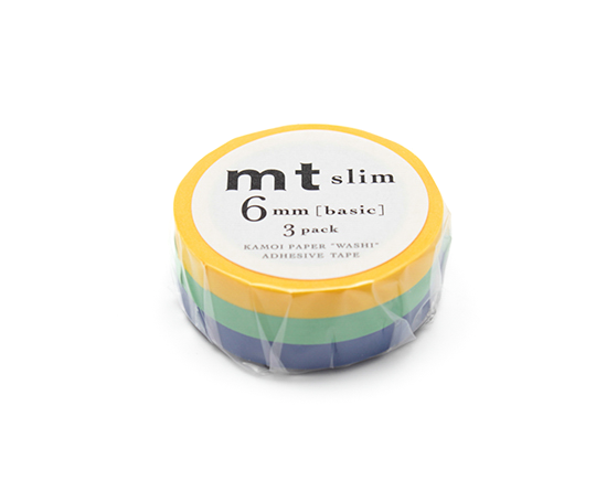 MT slim - washi tape 6 mm Jaune/vert/bleu