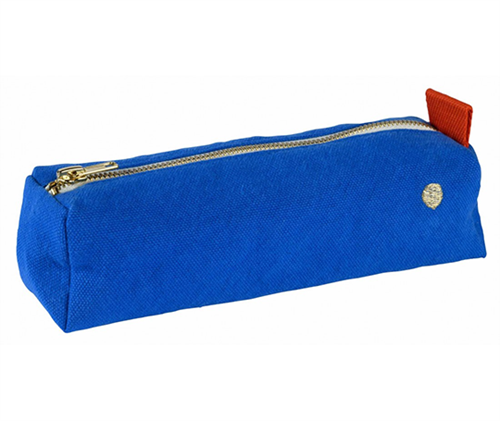 Trousse à crayons Iona en coton bio - Bleu Mécano