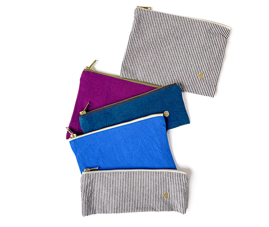 Pochette en coton - Bleu Mécano