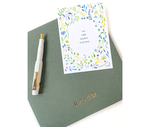 Livre d'or frappé 21x21 cm toilé - vert de gris