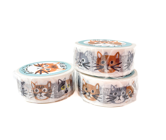 Washi tape 18 mm - Têtes de chats