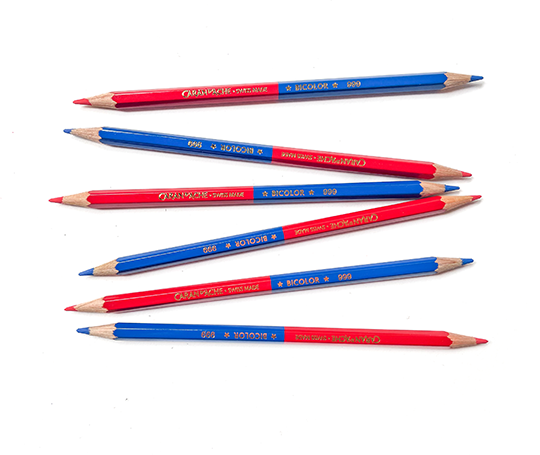 Caran d'Ache - Prismalo crayon bicolor bleu-rouge