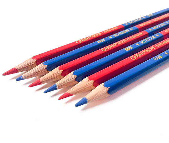 Caran d'Ache - Prismalo crayon bicolor bleu-rouge