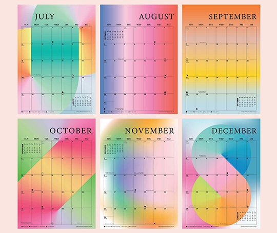 Calendrier 2025 A4 - Gradient Grid