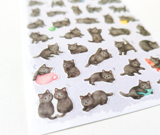 Planche d'autocollants - Chat noir