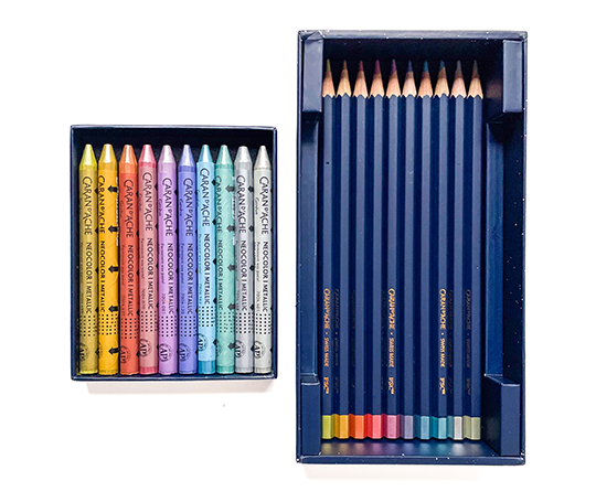 Caran d'Ache Edition Spéciale - 10 crayons + 10 pastels métalliques