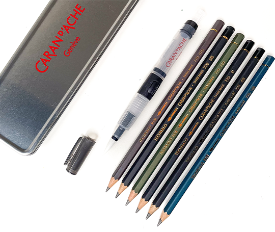 Caran d'Ache - Set Technalo 6 crayons graphite aquarellables + pinceau