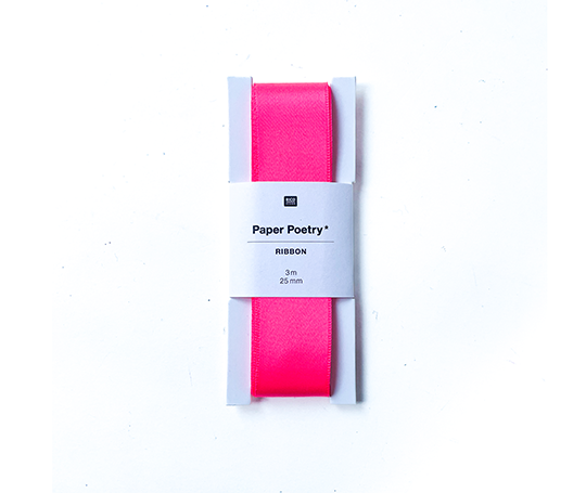 Ruban de satin rose fluo - 25 mm