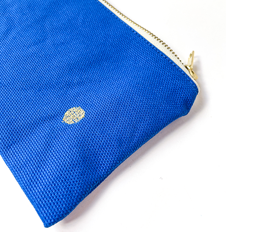 Petite pochette en coton - Bleu Mécano