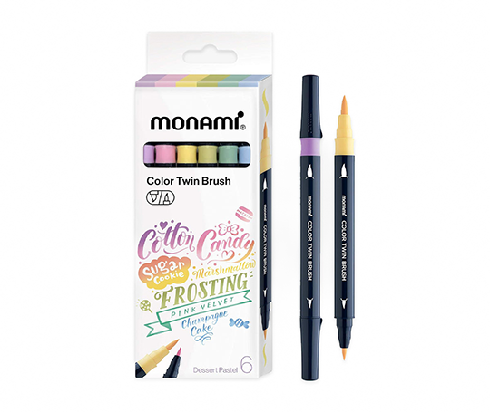 Monami - Color Twin Brush assortiment de 6 feutres - Desert Pastel