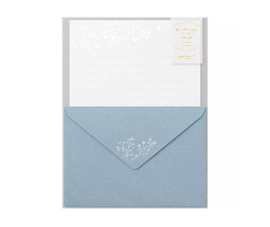 Midori - Ensemble de papier à lettres et enveloppes (argent à chaud)