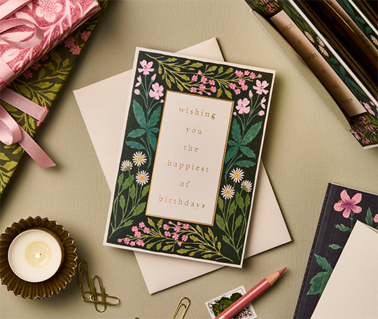 Carte double "Wishing you the happiest of birthday"