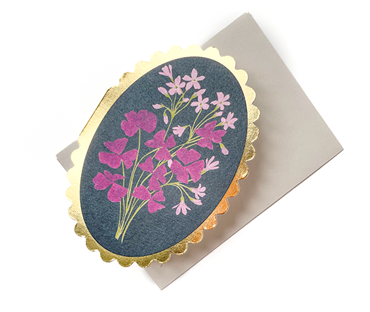 Mini carte avec bords festonnés dorés - Oxalis