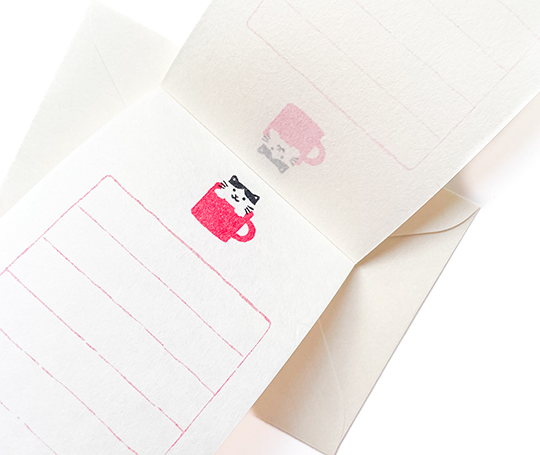 Mini set de papier à lettres - Petit chat dans une tasse