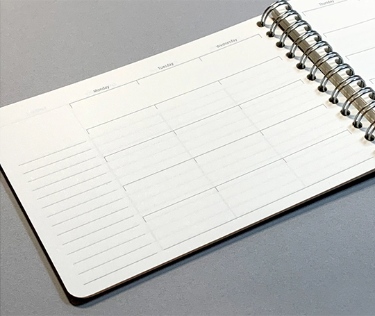 Planner non-daté avec vues mensuelles et hebdomadaires