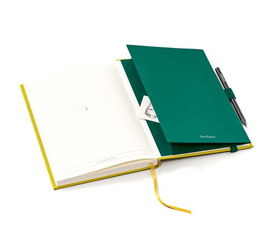 Pochette adhésive pour carnet  + élastique et porte-stylo - Forest