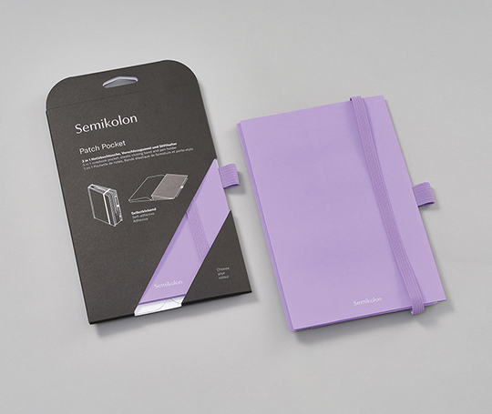 Pochette adhésive pour carnet  + élastique et porte-stylo - Lilac silk
