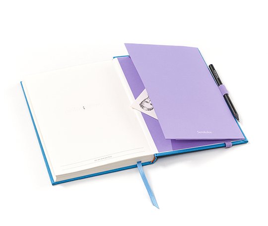 Pochette adhésive pour carnet  + élastique et porte-stylo - Lilac silk