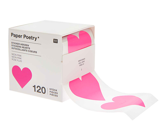 Distributeur d'autocollants en forme de coeur - Rose fluo
