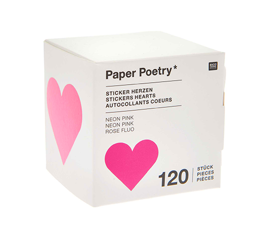 Distributeur d'autocollants en forme de coeur - Rose fluo