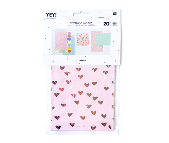 20 Sachets cadeau & autocollants taille M - Foil + Neon