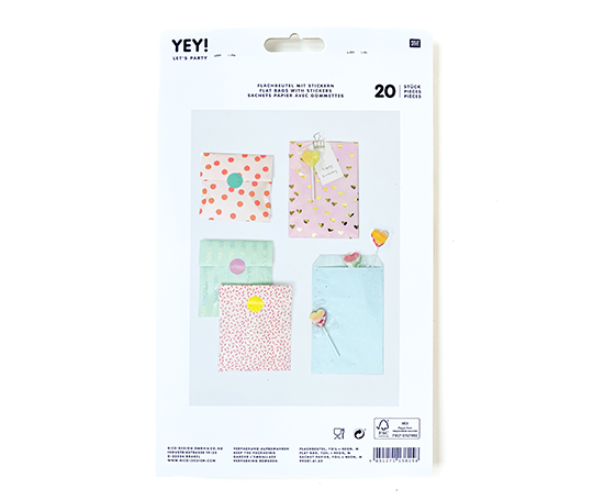 20 Sachets cadeau & autocollants taille M - Foil + Neon