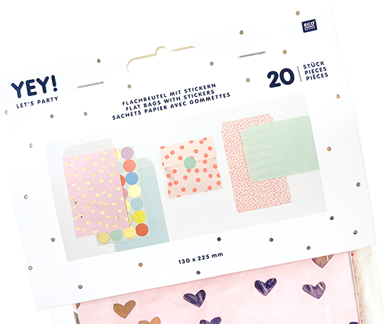 20 Sachets cadeau & autocollants taille M - Foil + Neon