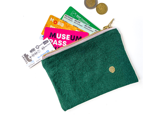 Petite pochette en coton - Vert Nori