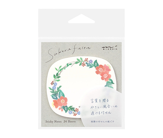 Midori - notes adhésives translucides - Couronne fleurie