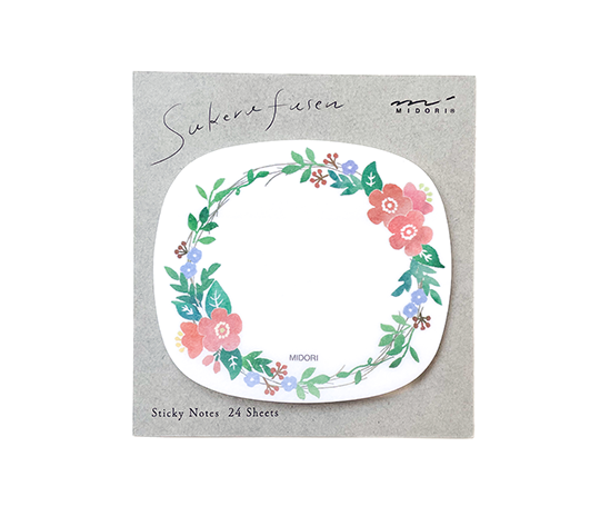 Midori - notes adhésives translucides - Couronne fleurie
