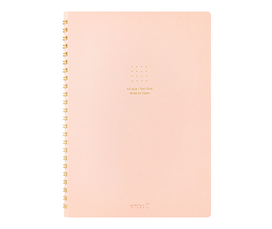 Midori - carnet à spirales à papier rose Dot Grid