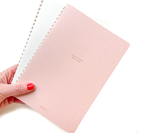 Midori - carnet à spirales à papier rose Dot Grid