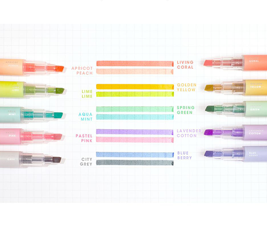 Surligneurs Aurora bicolores pastels