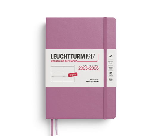 Leuchtturm agenda 25/26 A5 rigide en blocs - Dusty Rose