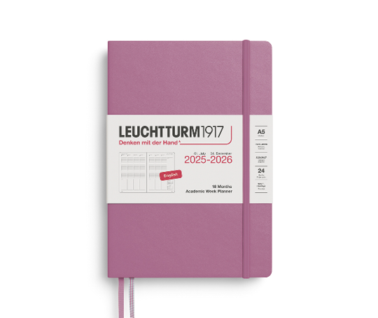 Leuchtturm agenda 25/26 A5 rigide en colonnes - Dusty Rose