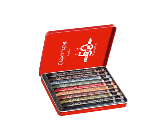 Caran d'Ache NEOCOLOR II Aquarelle 50 ans 10 pastels -  Dark