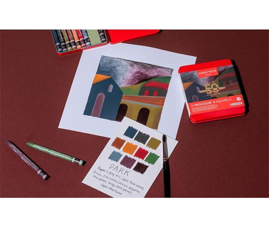 Caran d'Ache NEOCOLOR II Aquarelle 50 ans 10 pastels -  Dark